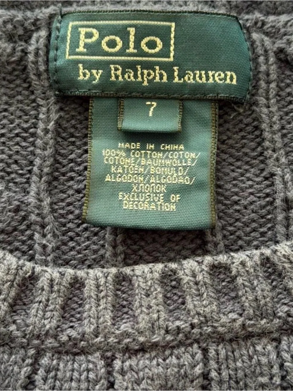 Polo Ralph Lauren Youth Navy Cable-Knit Crewneck Sweater with Red Pony